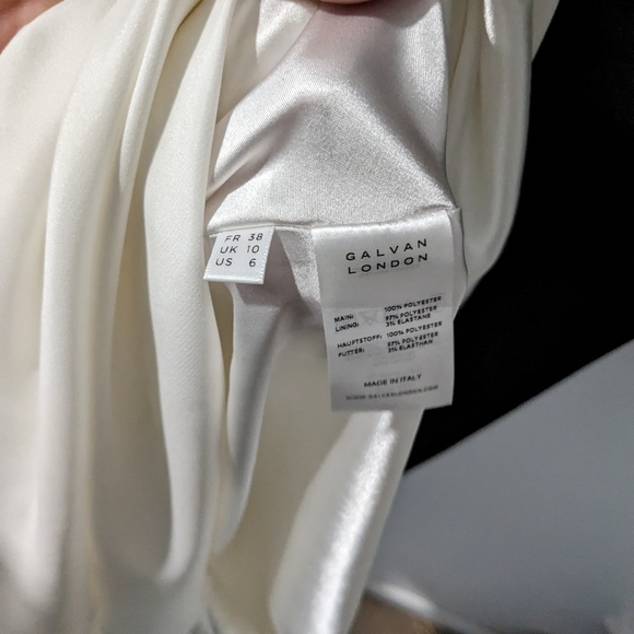 Galvan London Ivory Satin, Cropped Pandora Bridal Dress, Midi - Picture 8 of 14